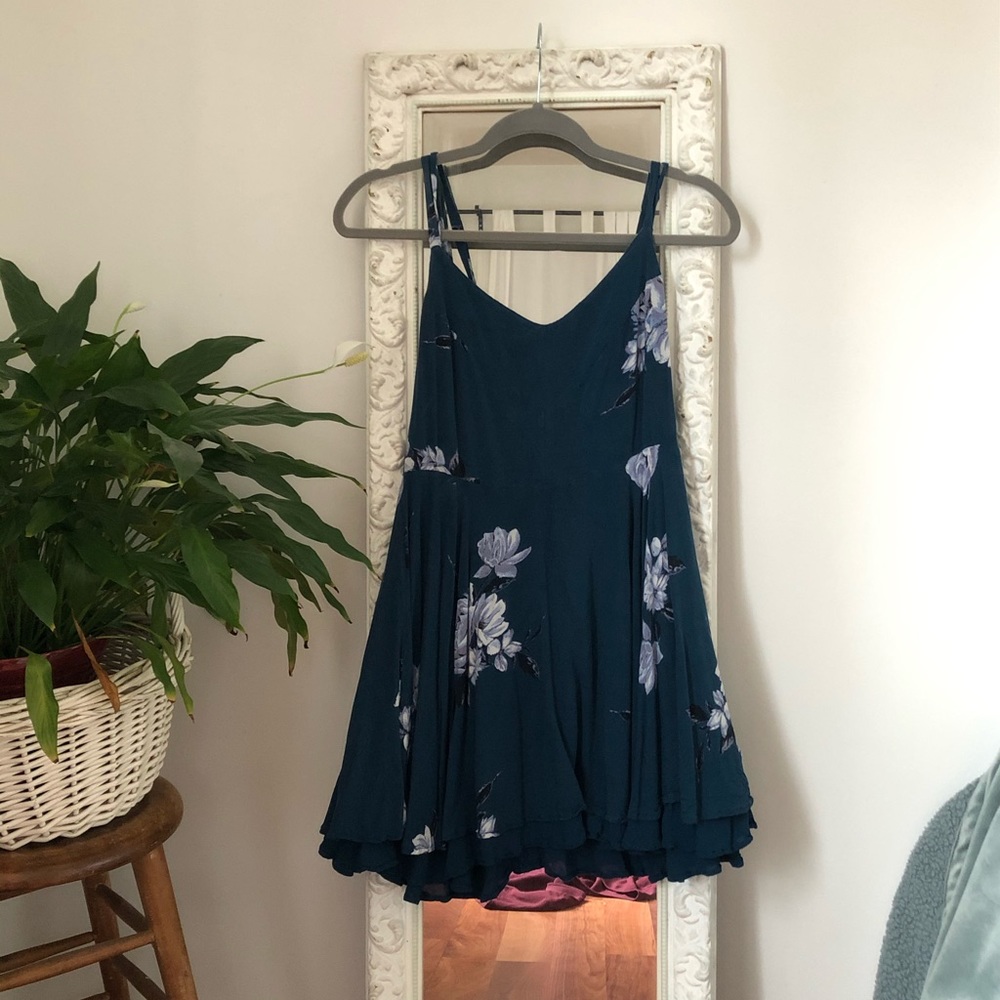 Floral blue summer dress